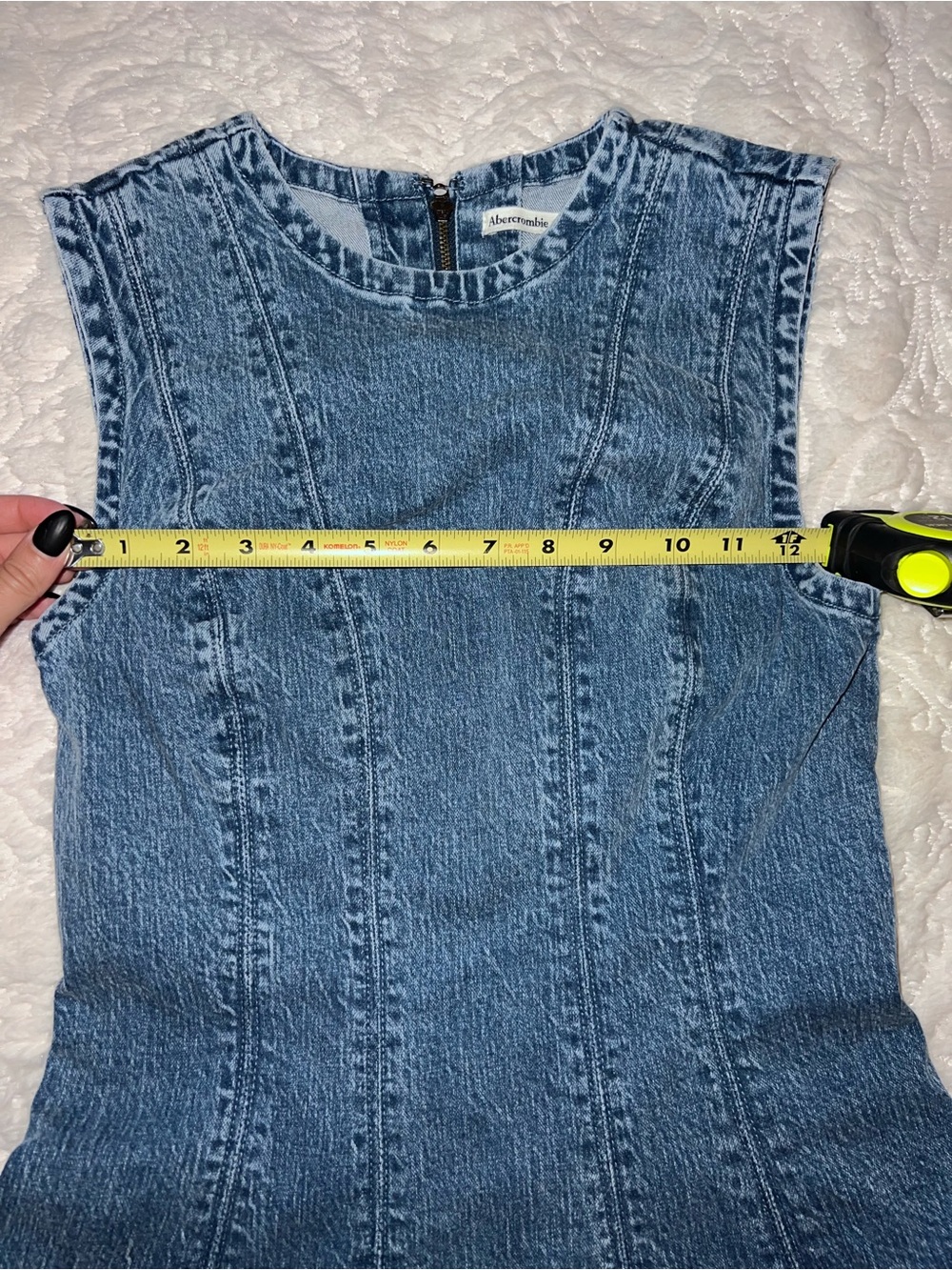 Abercrombie & Fitch A-Line Sleeveless Denim Mini Dress - Blue - Picture 9 of 9